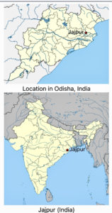 Jajpur on the map of India. Jajpur District. Jajpur, Odisha, Birija Kshetra
